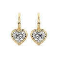 Yellow gold Heart Diamond Drop Earrings
