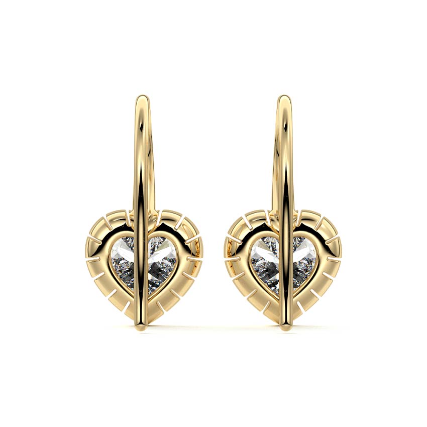 Yellow gold Heart Diamond Drop Earrings
