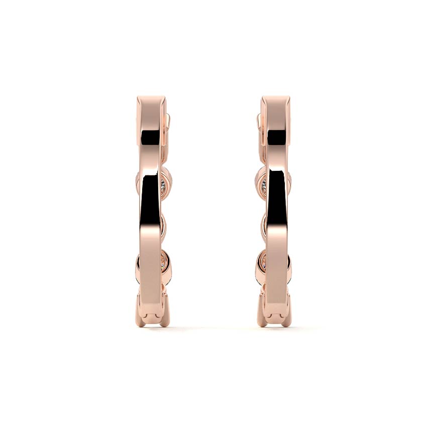 Rose gold Round Diamond Hoop Earrings with Mixed Stone Setting