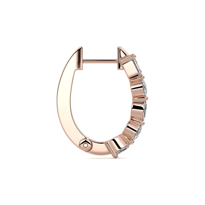 Rose gold Round Diamond Hoop Earrings with Mixed Stone Setting