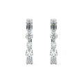Platinum Round Diamond Hoop Earrings with Mixed Stone Setting