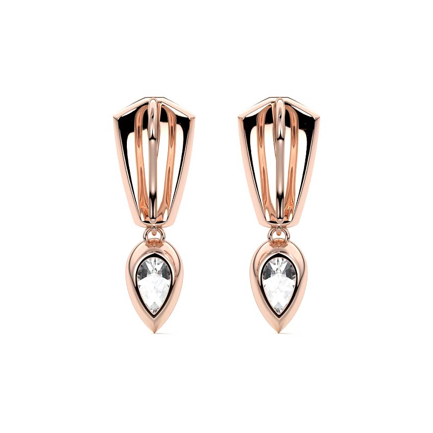 Rose gold Pear Diamond Drop Earrings with Mixed Setting