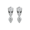White gold Pear Diamond Drop Earrings with Mixed Setting