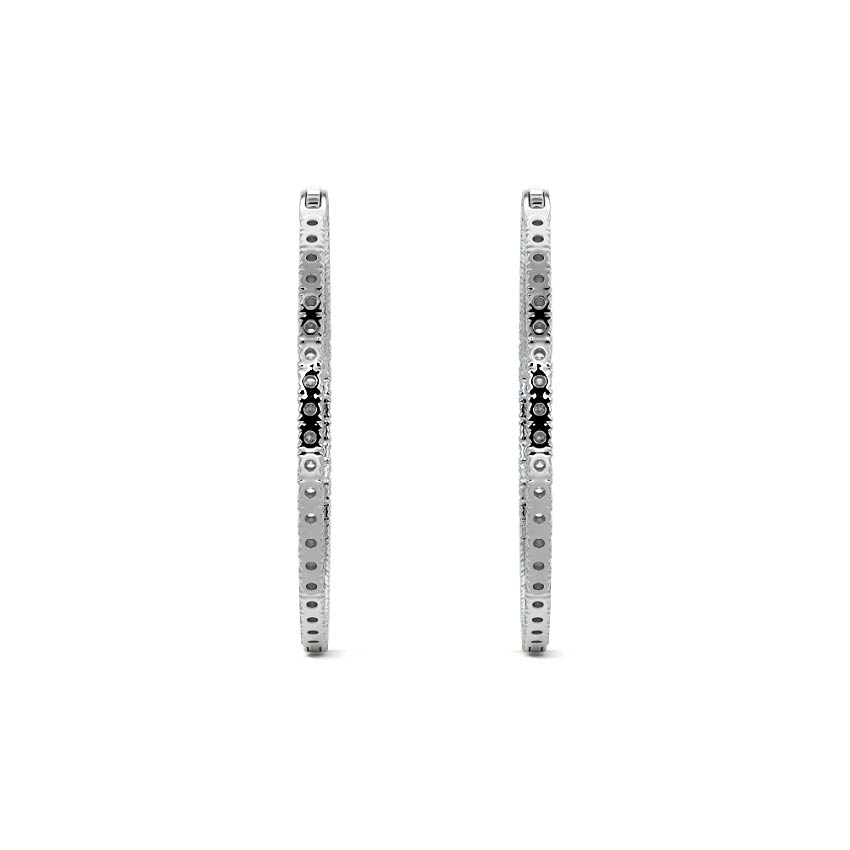 White gold Round Diamond Pave Hoop Earrings