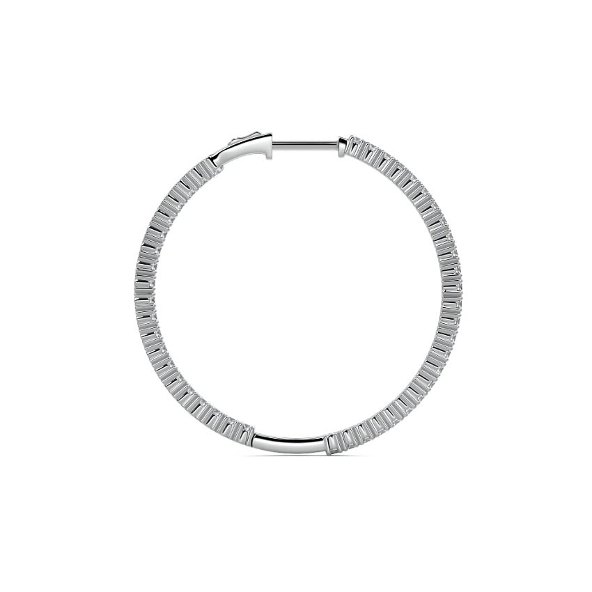 White gold Round Diamond Pave Hoop Earrings