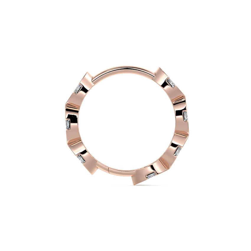 Rose gold Marquise Diamond Hoop Earrings with Bezel Setting