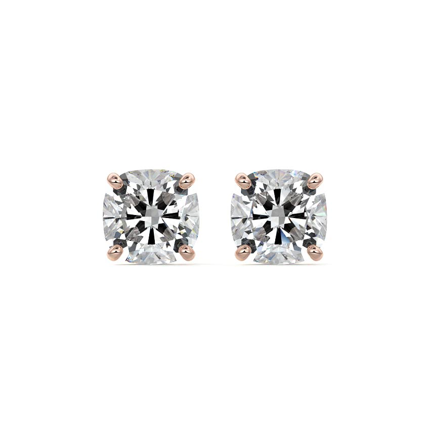 Rose gold Cushion Diamond Martini Stud Earrings