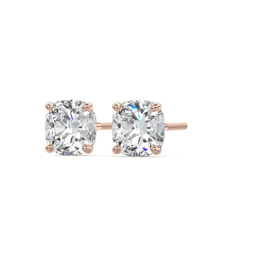 Rose gold Cushion Diamond Martini Stud Earrings