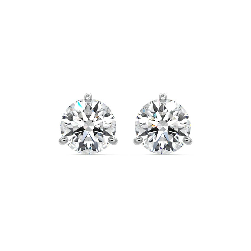 Silver Round Diamond Martini Stud Earrings