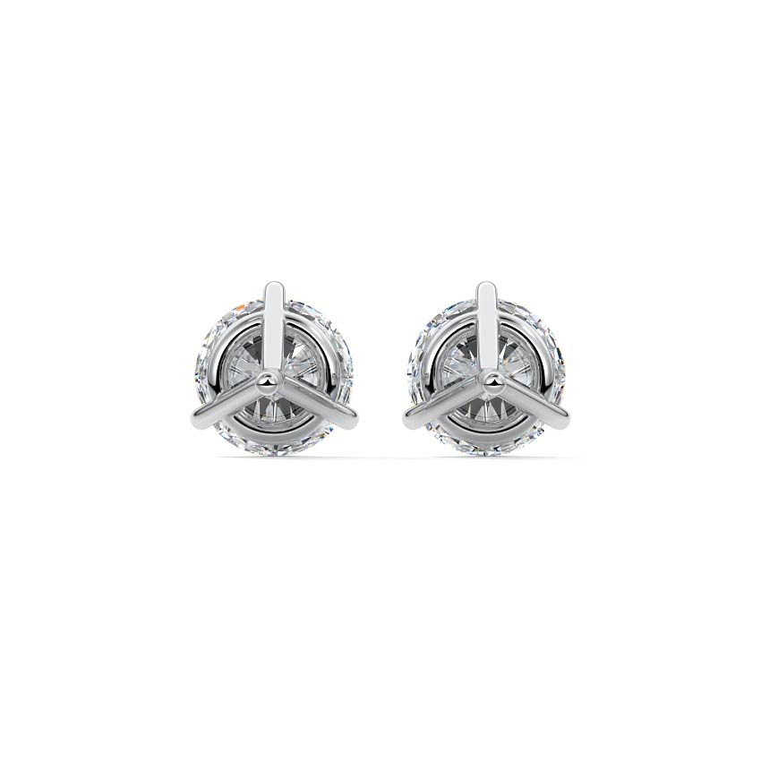 Silver Round Diamond Martini Stud Earrings