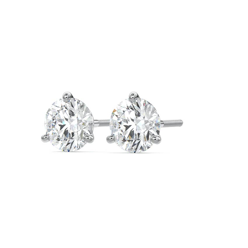 Silver Round Diamond Martini Stud Earrings