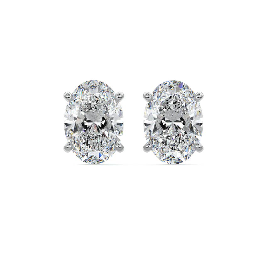 Silver Oval Diamond Martini Stud Earrings