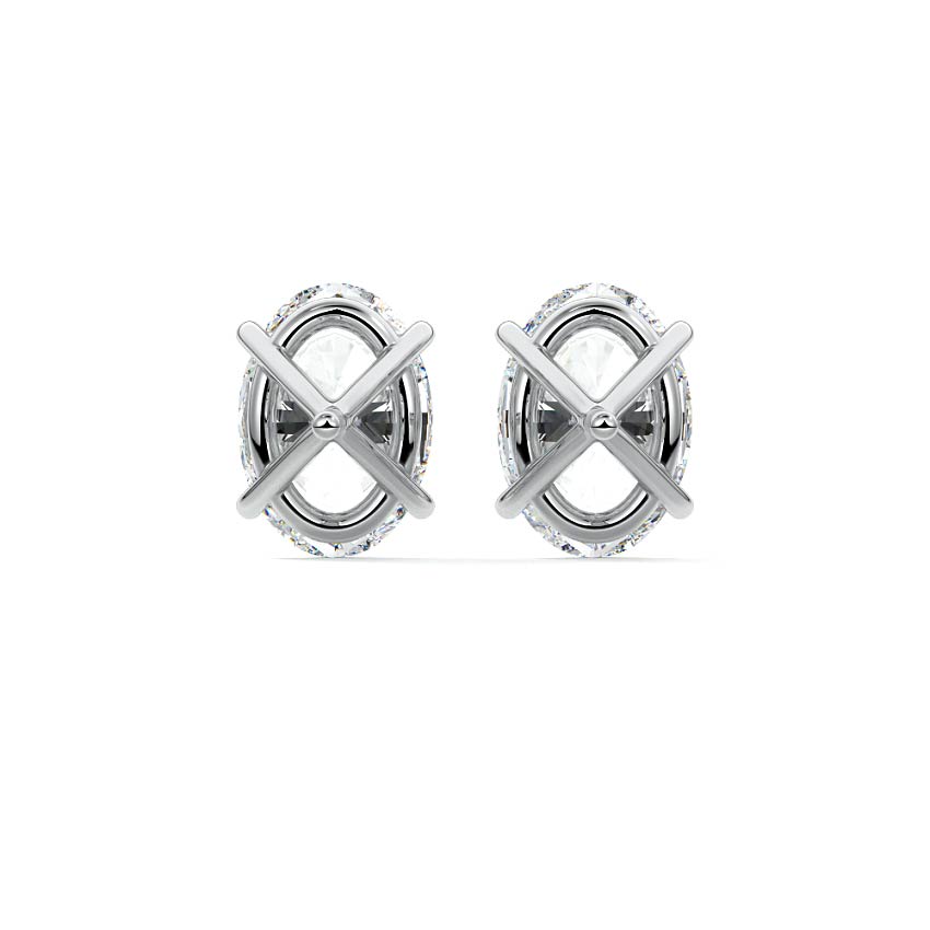 Silver Oval Diamond Martini Stud Earrings