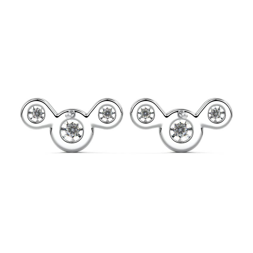 Platinum Round Diamond Trio Stud Earrings