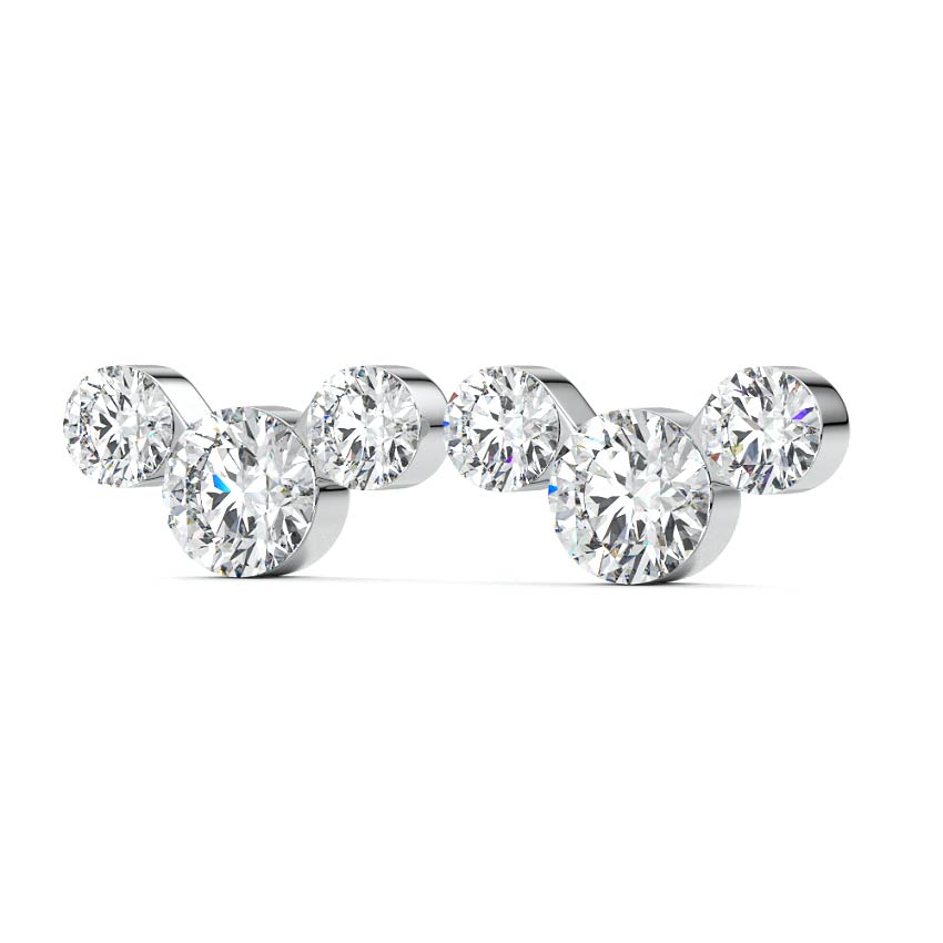 Platinum Round Diamond Trio Stud Earrings