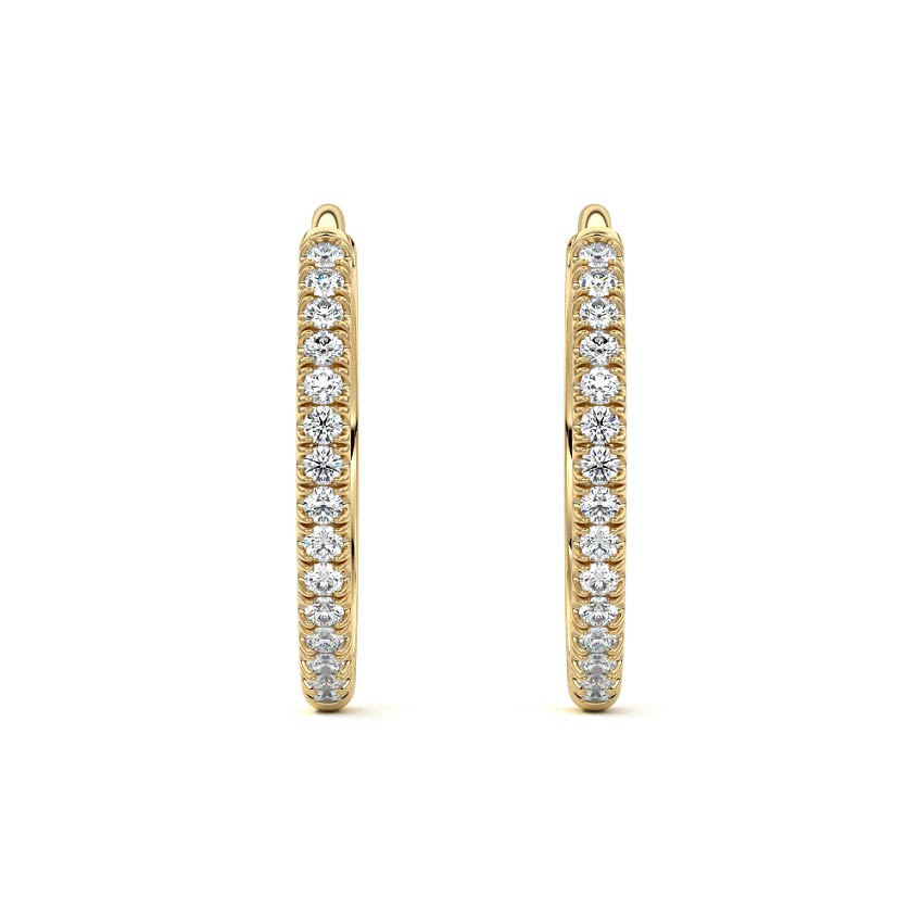 Yellow gold Round Diamond Hoop Earrings