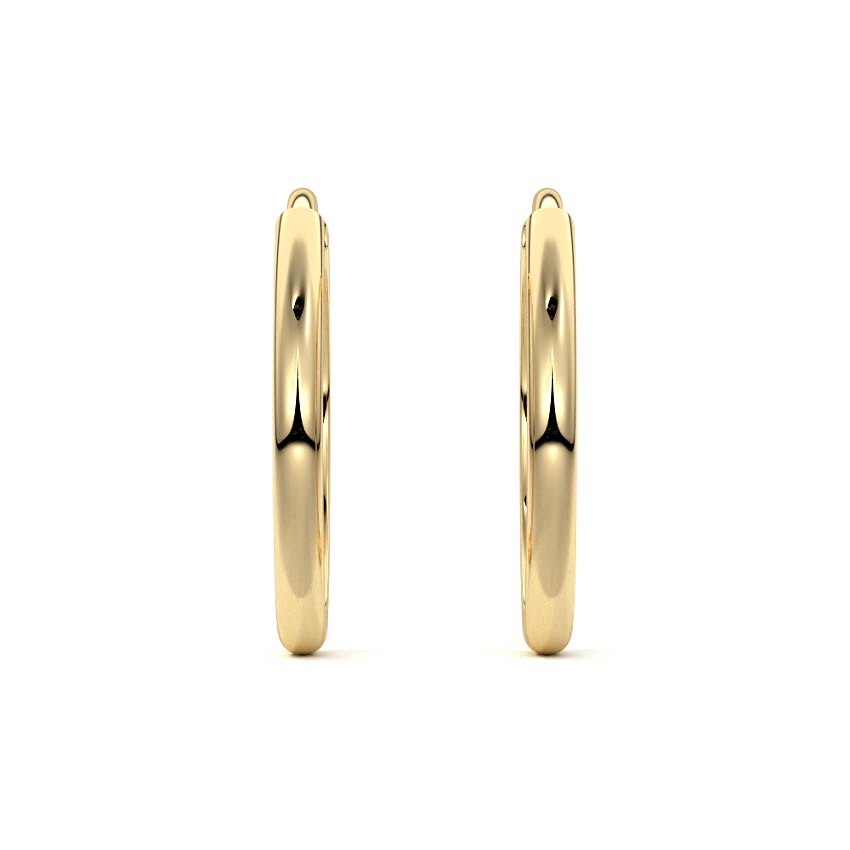 Yellow gold Round Diamond Hoop Earrings