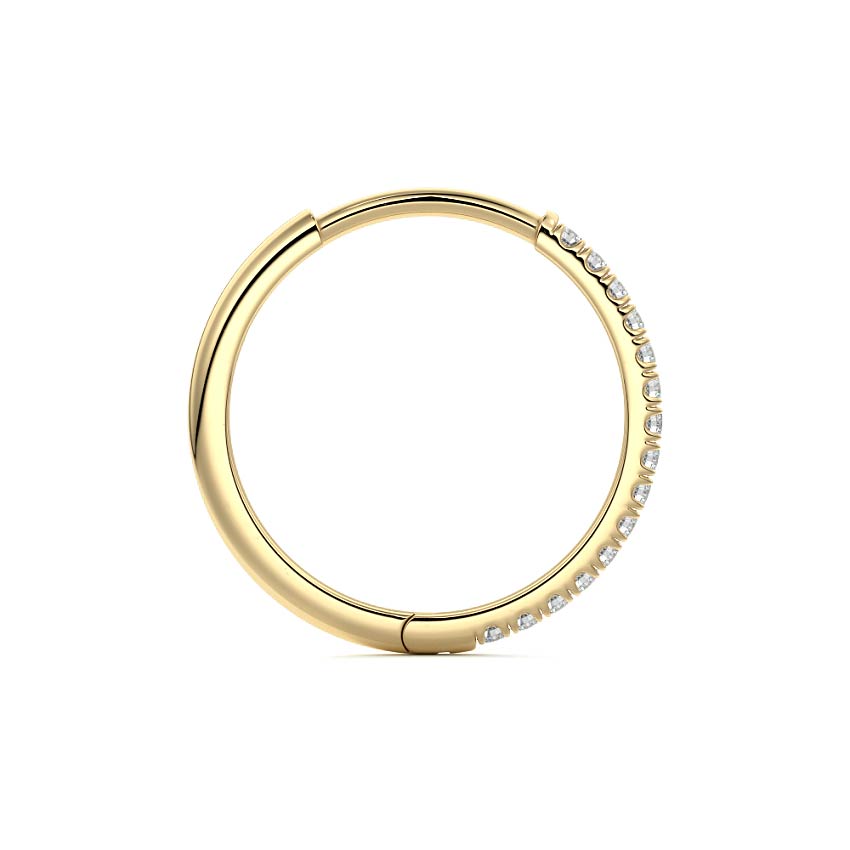 Yellow gold Round Diamond Hoop Earrings