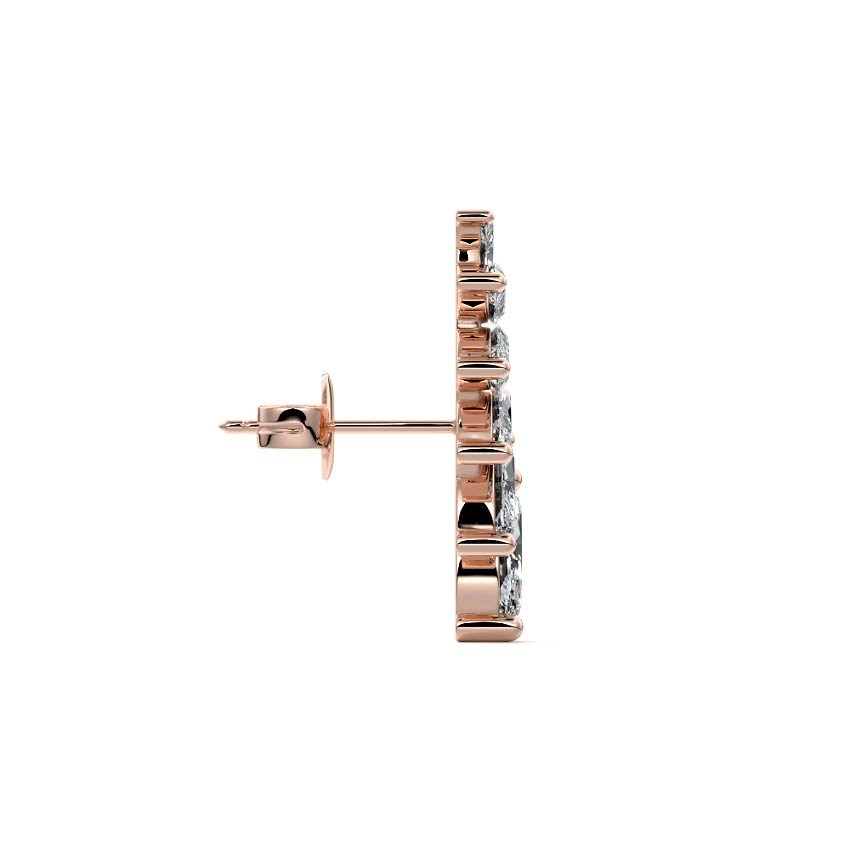 Rose gold Marquise Diamond Climber Earrings with Prong Setting