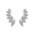White gold Marquise Diamond Climber Earrings with Prong Setting