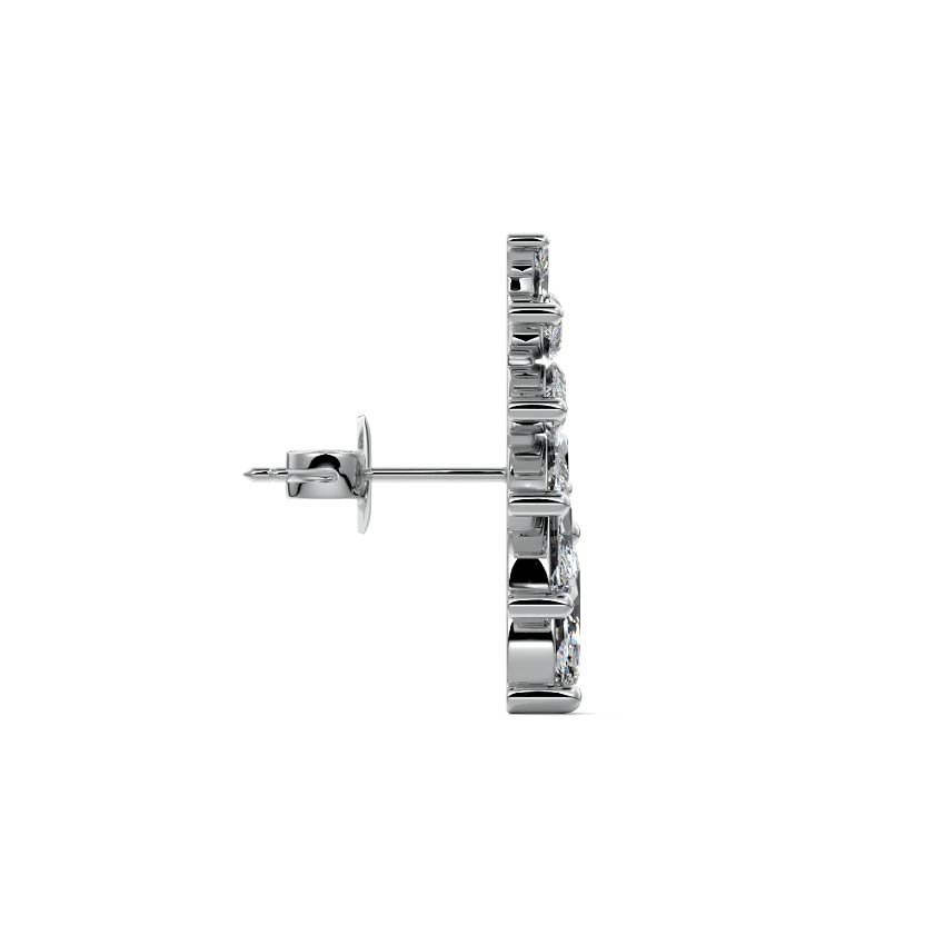 Silver Marquise Diamond Climber Earrings with Prong Setting
