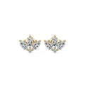 Yellow gold Marquise Diamond Lotus Stud Earrings