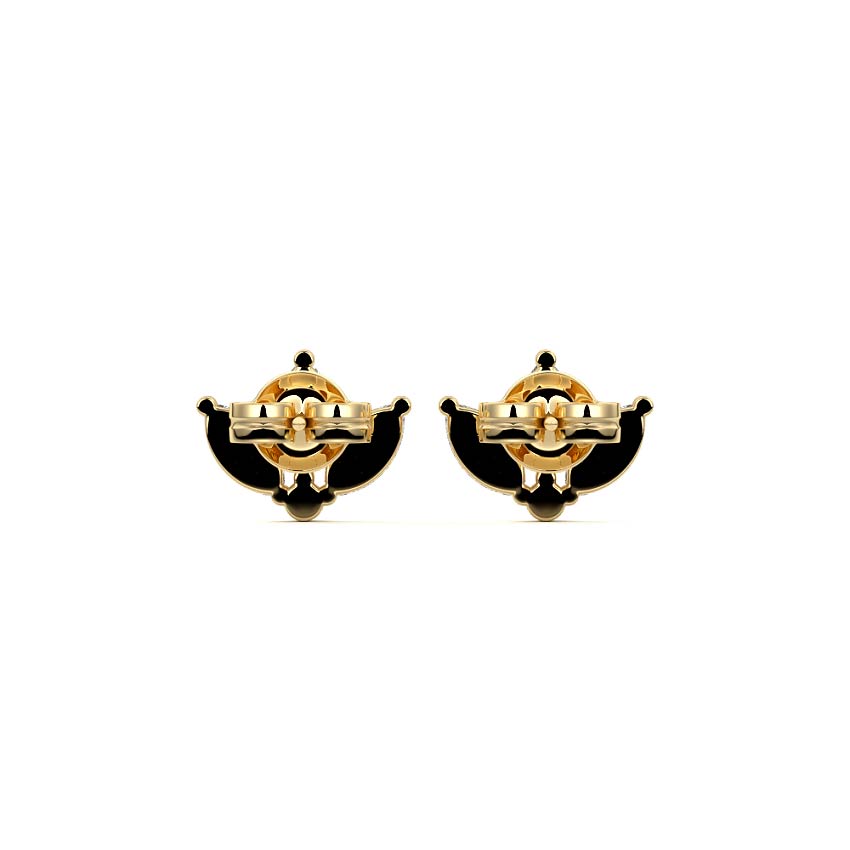 Yellow gold Marquise Diamond Lotus Stud Earrings