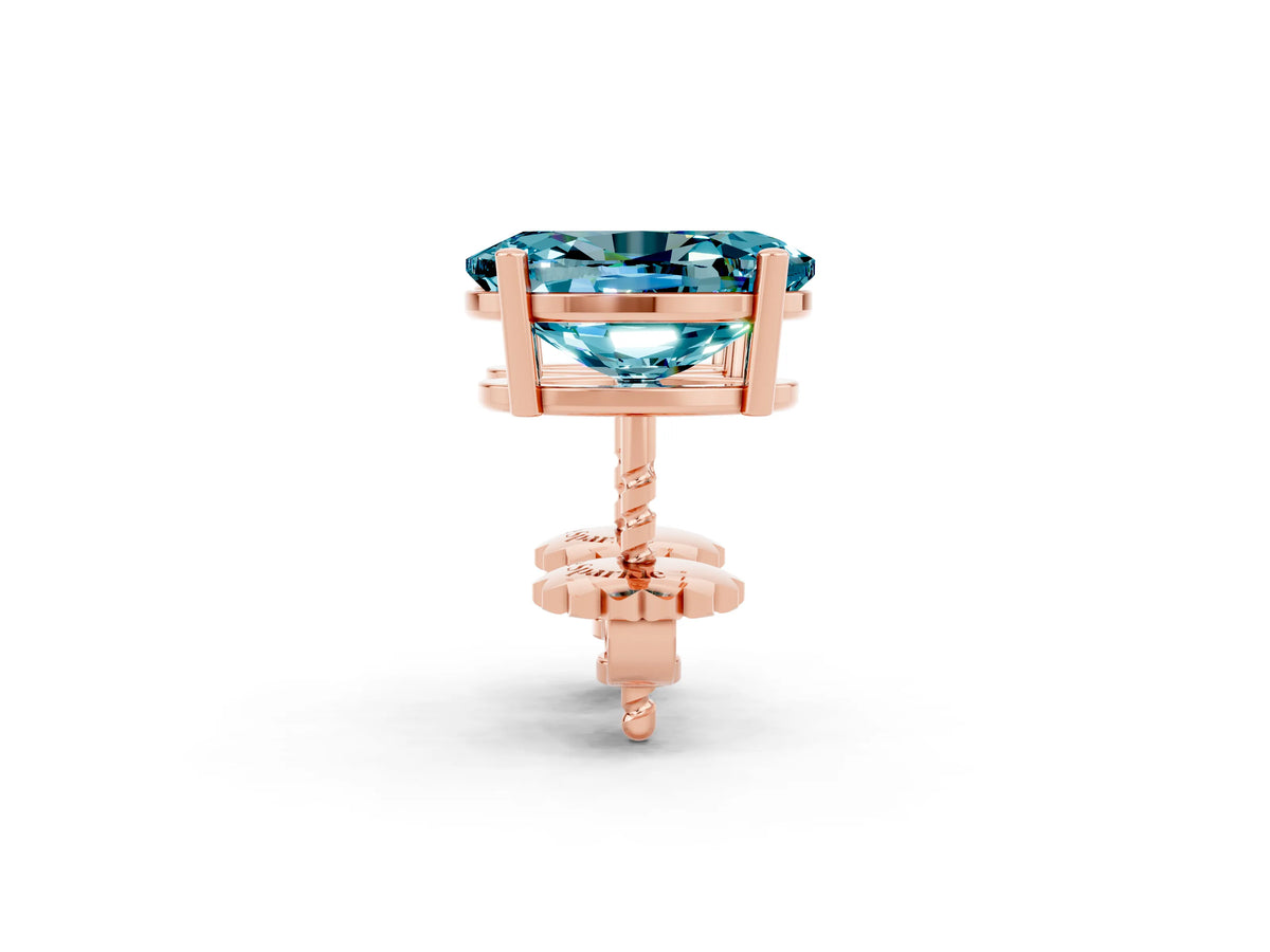 Oval Cut Blue Topaz Stud Earrings in Rose gold with Basket Setting