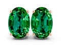 Oval Cut Emerald Stud Earrings in Rose gold with Basket Setting