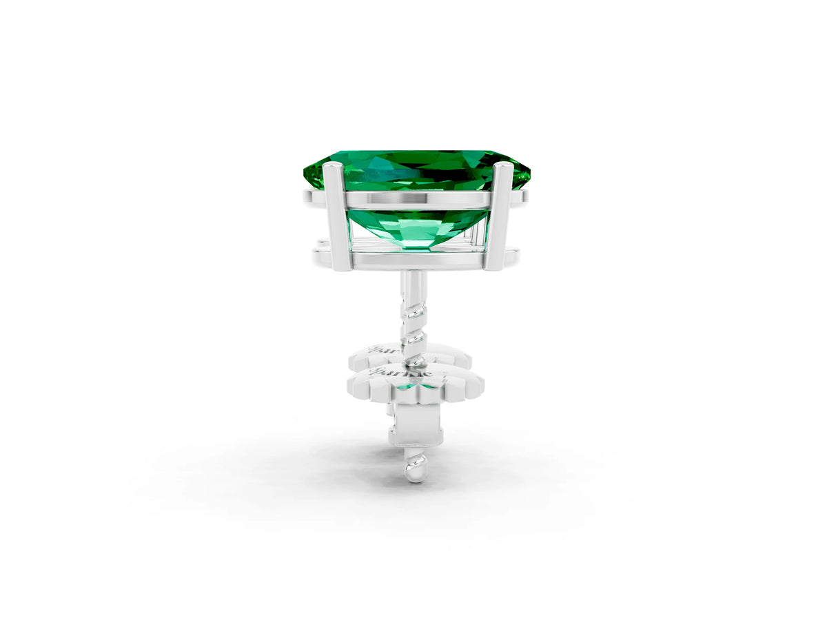 Oval Cut Emerald Stud Earrings in Silver with Basket Setting