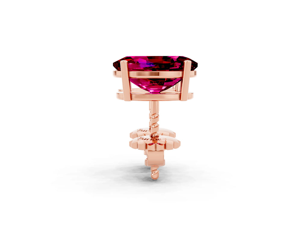Oval Cut Garnet Stud Earrings in Rose gold with Basket Setting