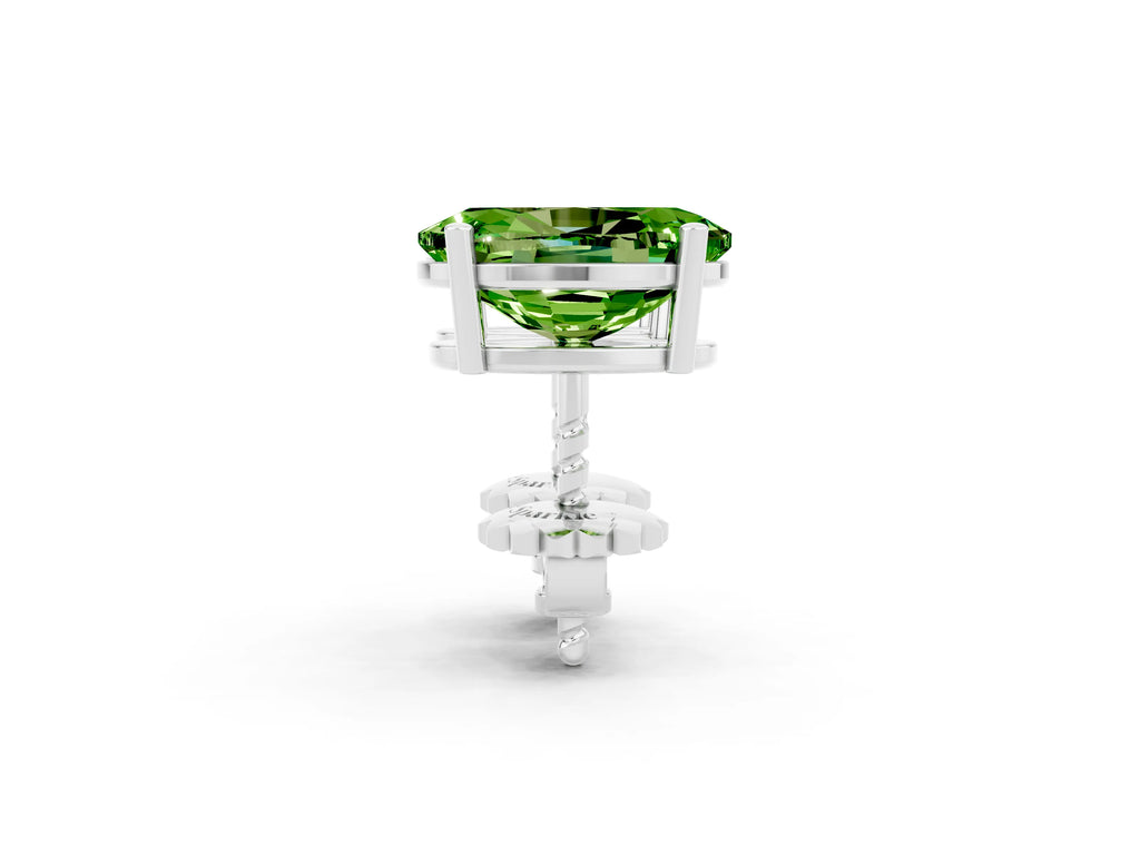 Oval Cut Peridot Stud Earrings in Silver with Basket Setting