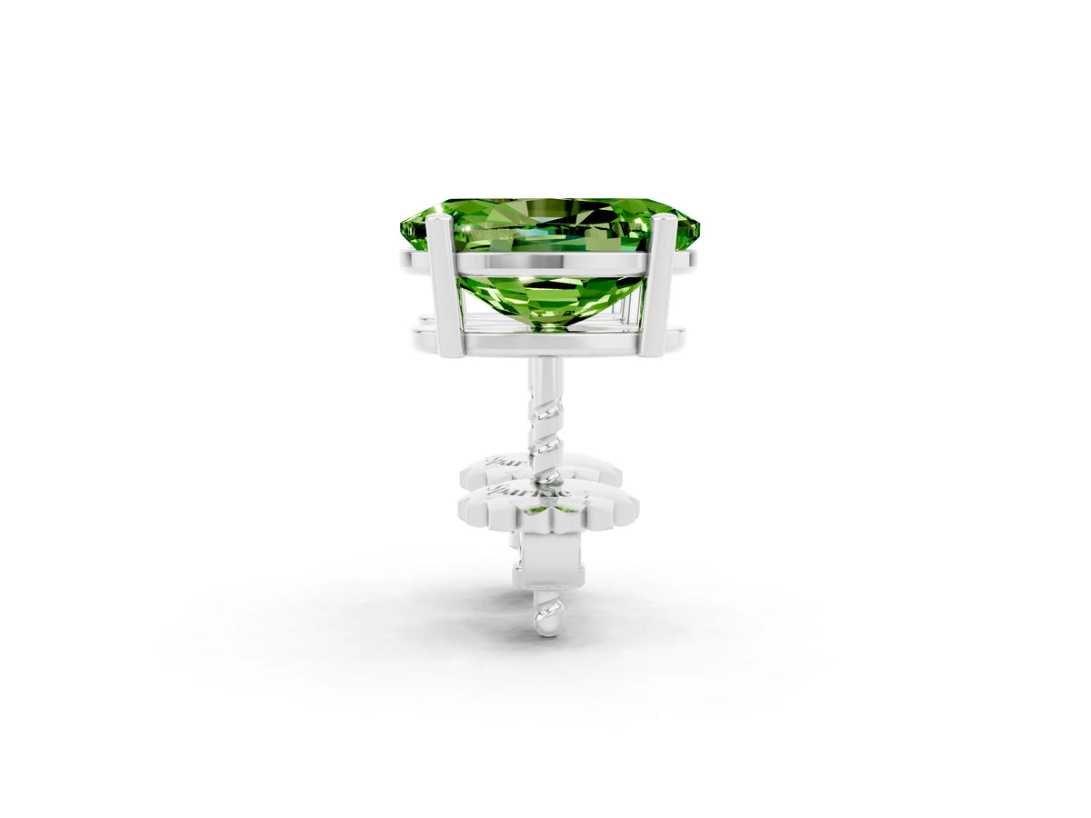 Oval Cut Peridot Stud Earrings in Silver with Basket Setting