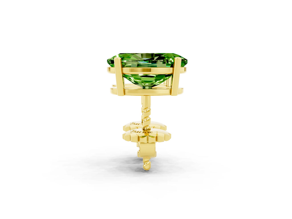 Oval Cut Peridot Stud Earrings in Yellow gold with Basket Setting
