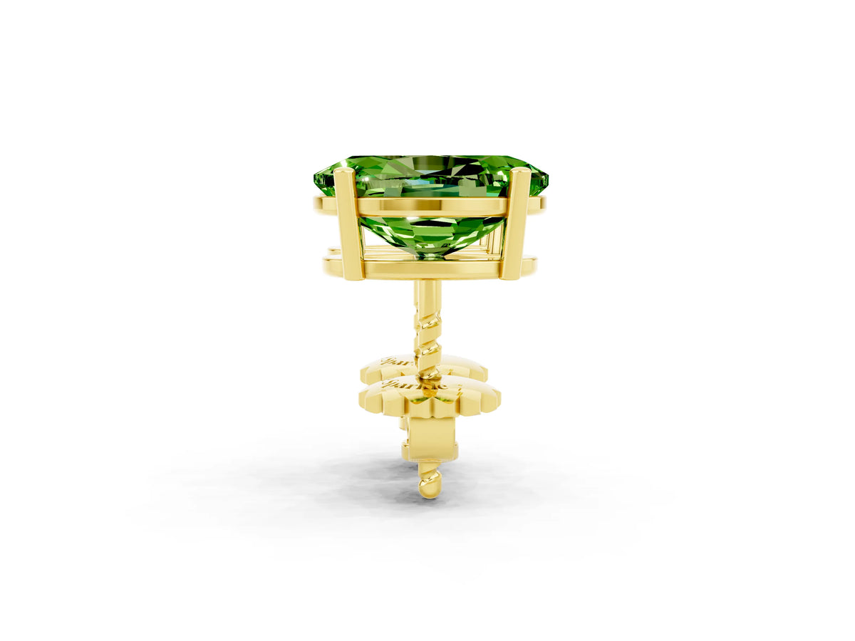Oval Cut Peridot Stud Earrings in Yellow gold with Basket Setting