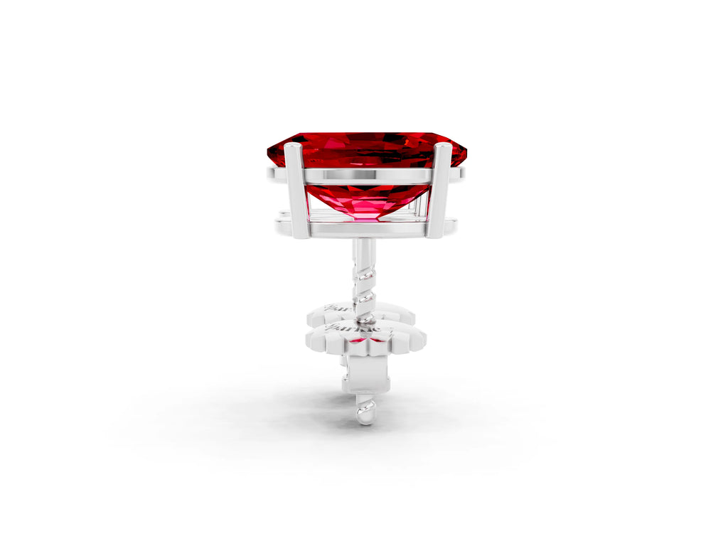 Oval Cut Ruby Stud Earrings in Silver with Basket Setting