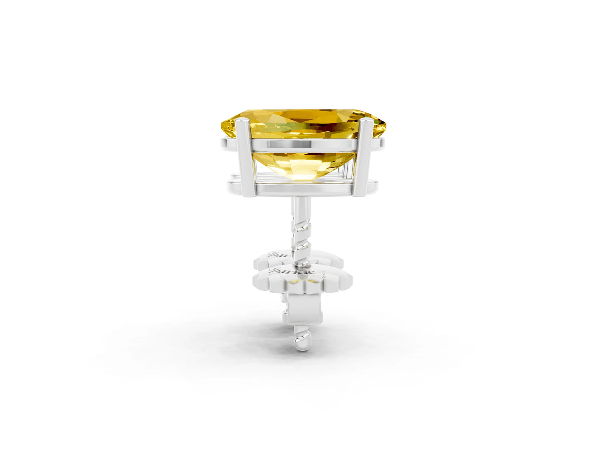 Oval Cut Yellow Sapphire Stud Earrings in Silver with Basket Setting