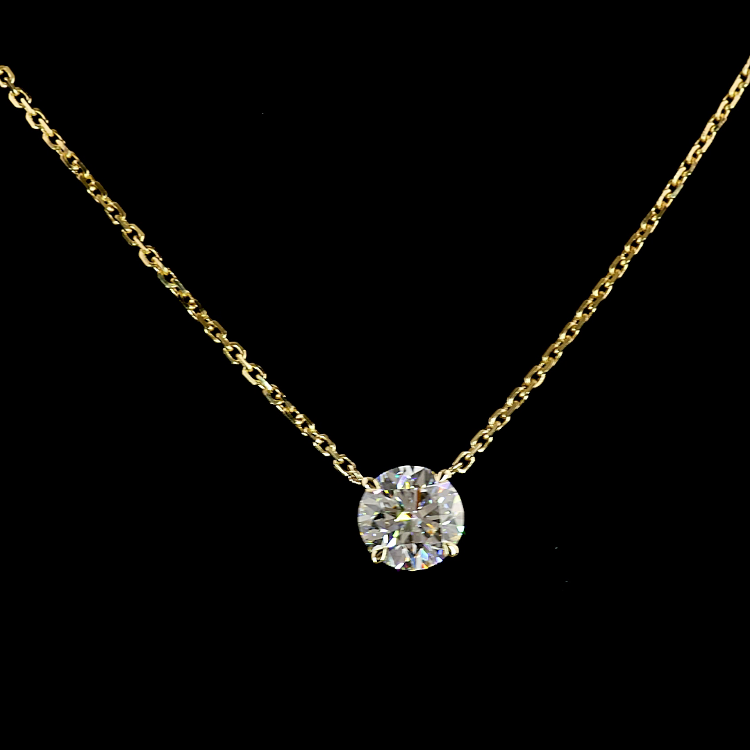 Yellow gold Diamond Solitaire Pendant · 1.02 ct