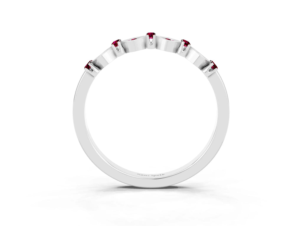 Pavé Cushion Garnet Cluster Eternity Band in Silver with Prong Setting