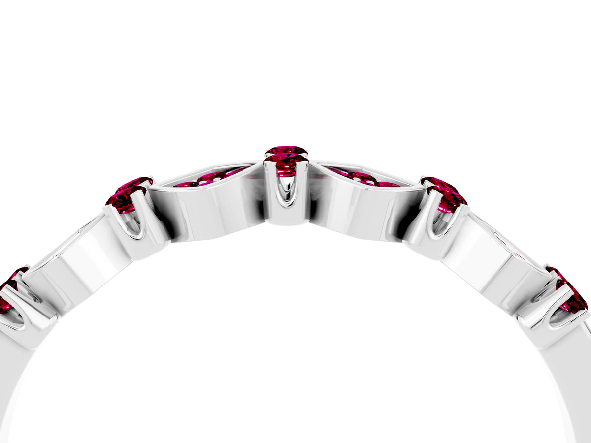 Pavé Cushion Garnet Cluster Eternity Band in Silver with Prong Setting