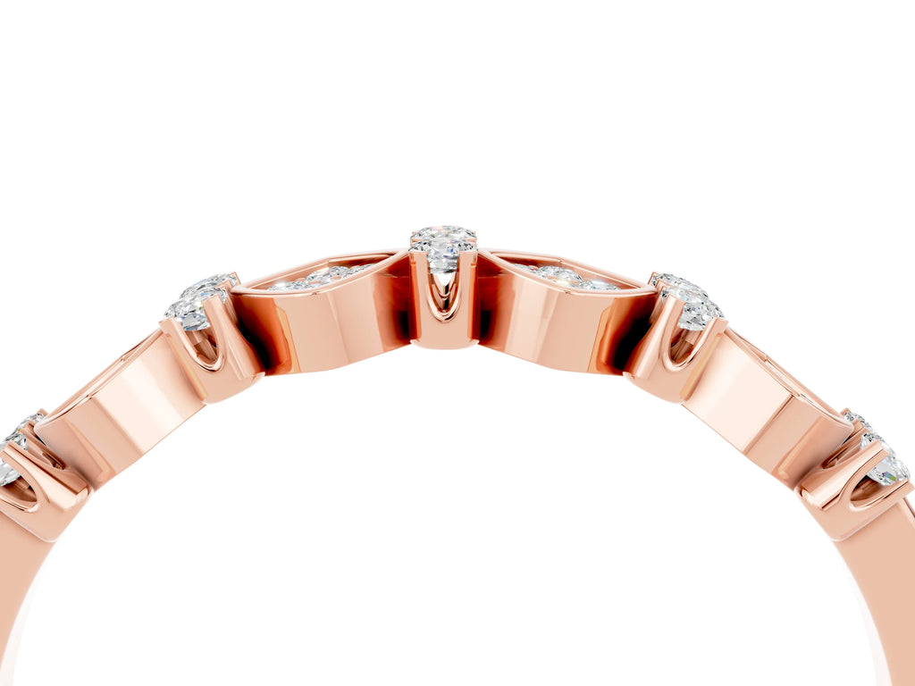 Pavé Cushion Moissanite Cluster Eternity Band in Rose gold with Prong Setting