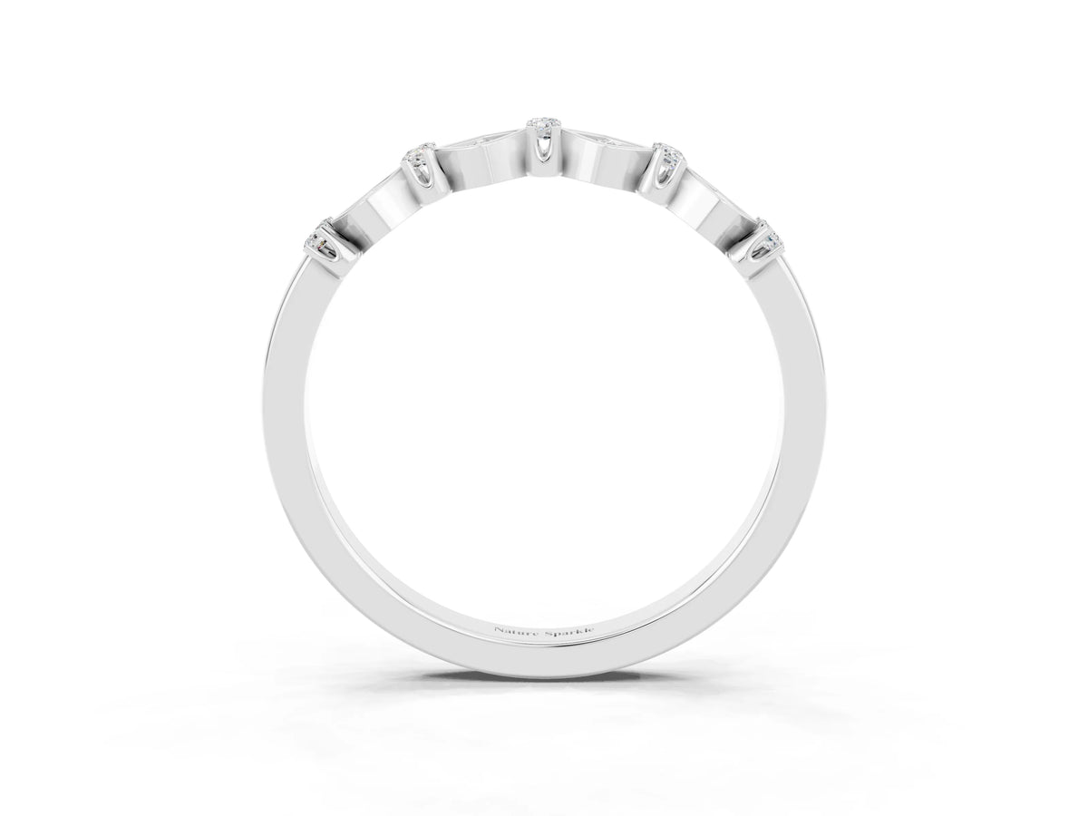 Pavé Cushion Moissanite Cluster Eternity Band in White gold with Prong Setting