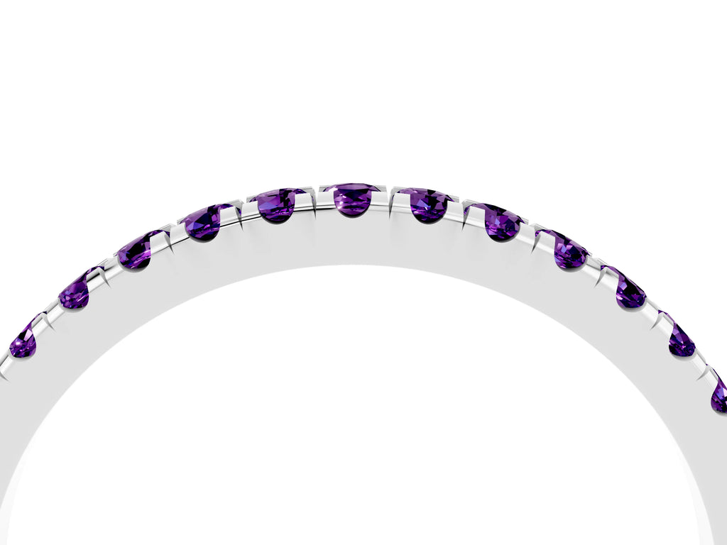Pavé Round Amethyst Half Eternity Band in Platinum with Shared Prong Setting