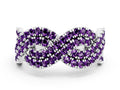 Pavé Round Amethyst Infinity Twist Band in Silver with Shared Prong Setting