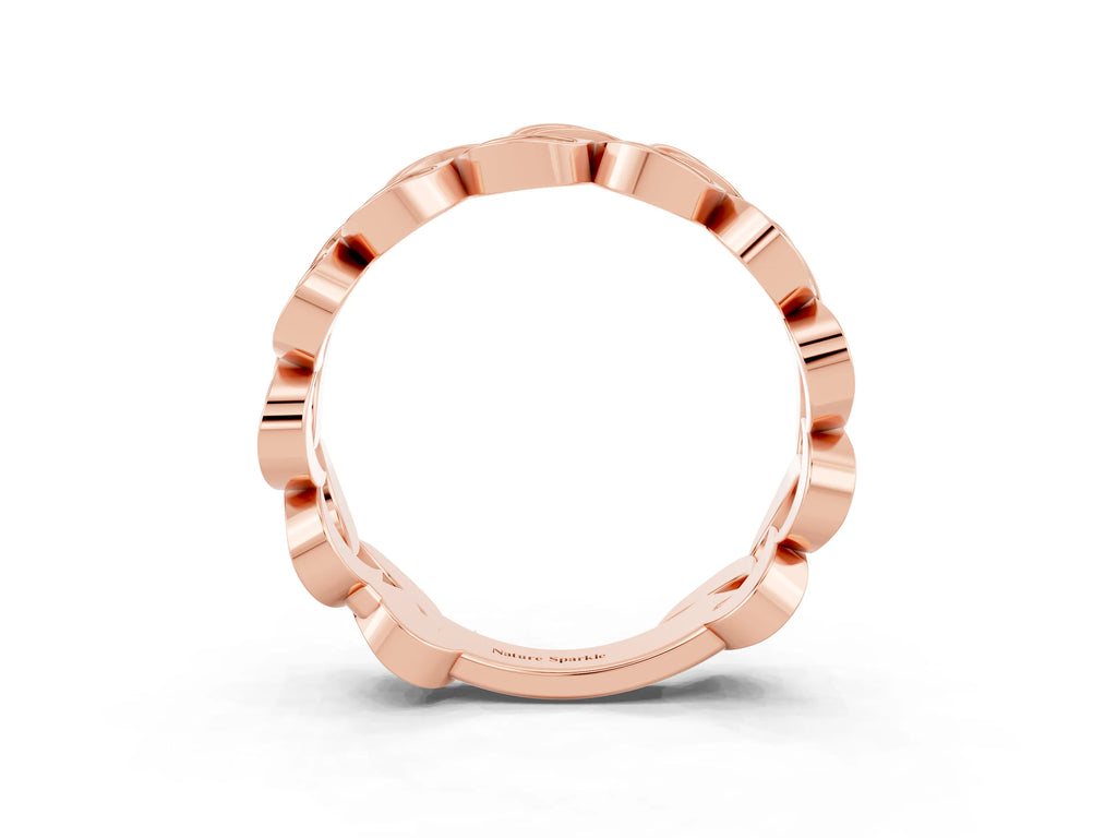 Pavé Round Amethyst Interlocking Eternity Band in Rose gold with Bezel Prong Setting