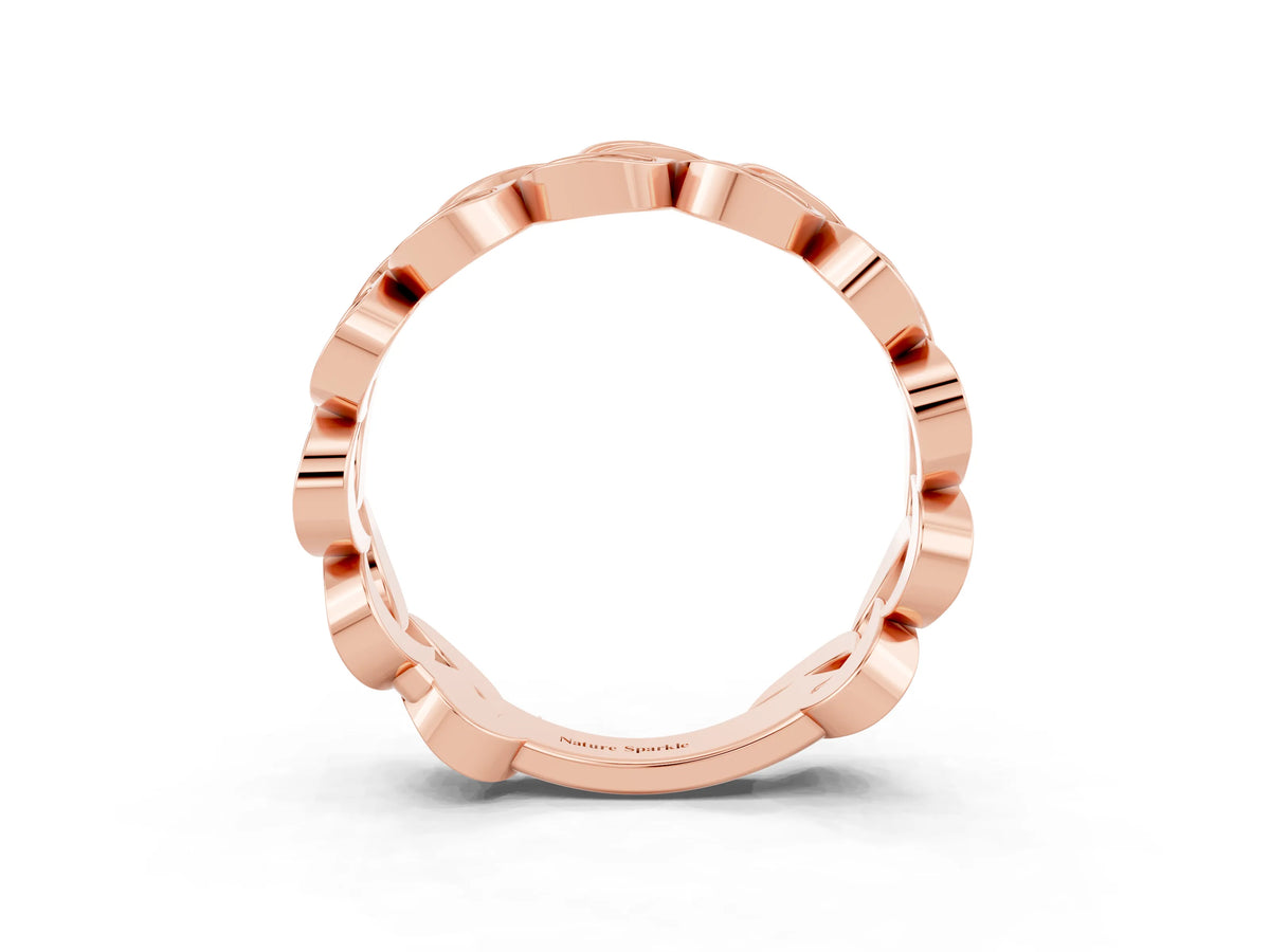 Pavé Round Amethyst Interlocking Eternity Band in Rose gold with Bezel Prong Setting