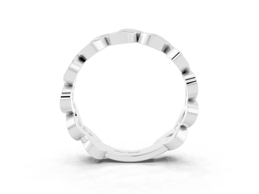 Pavé Round Amethyst Interlocking Eternity Band in White gold with Bezel Prong Setting