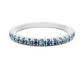 Pavé Round Aquamarine Half Eternity Band in Silver with Shared Prong Setting 