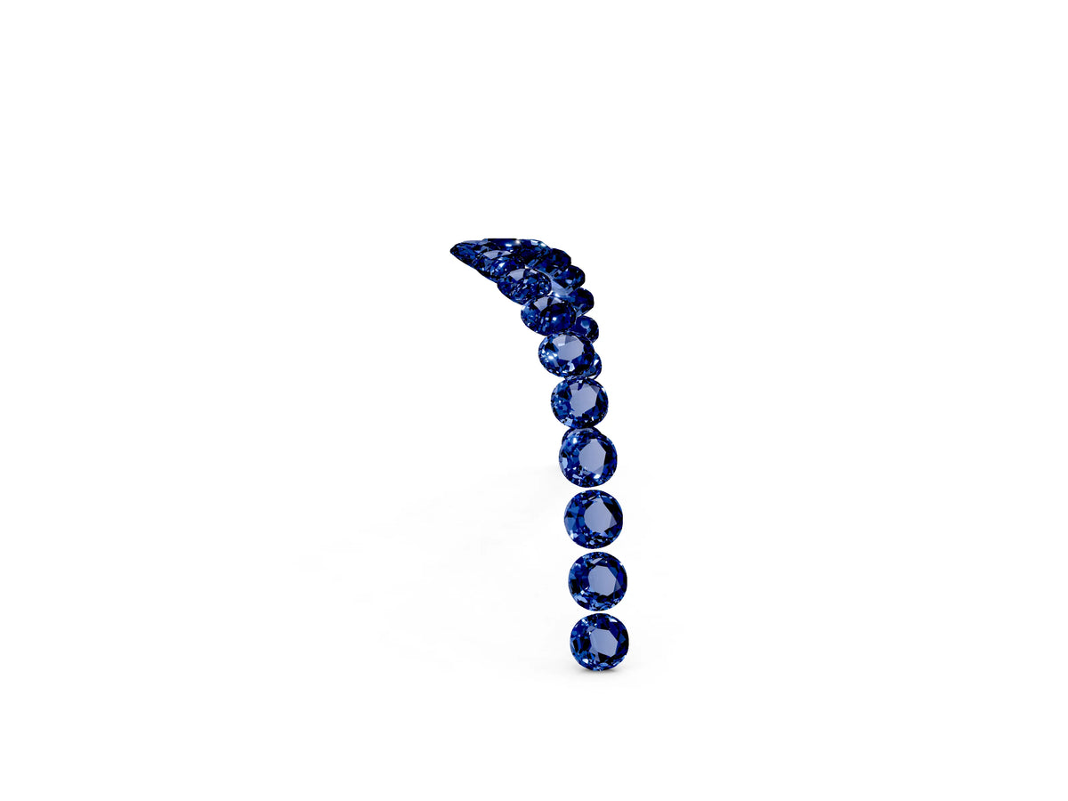 Pavé Round Blue Sapphire Chevron Band in Platinum with Shared Prong Setting