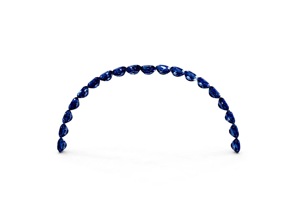 Pavé Round Blue Sapphire Chevron Band in Platinum with Shared Prong Setting